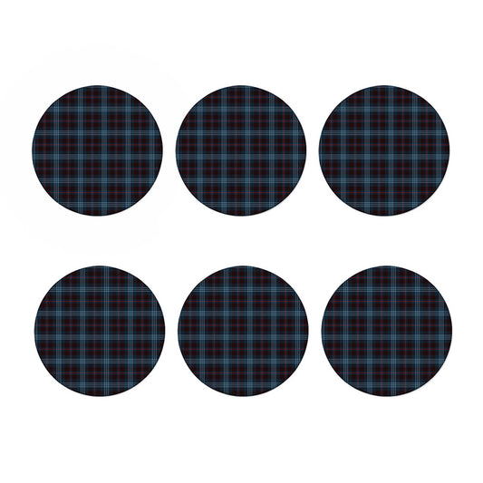 Dark Blue Tartan Pattern Print Coaster Set