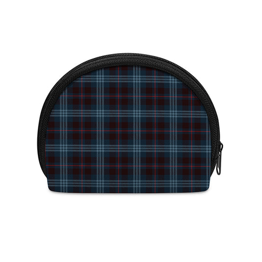 Dark Blue Tartan Pattern Print Coin Purse