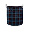 Dark Blue Tartan Pattern Print Collapsible Laundry Basket