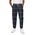 Dark Blue Tartan Pattern Print Cotton Sweatpants