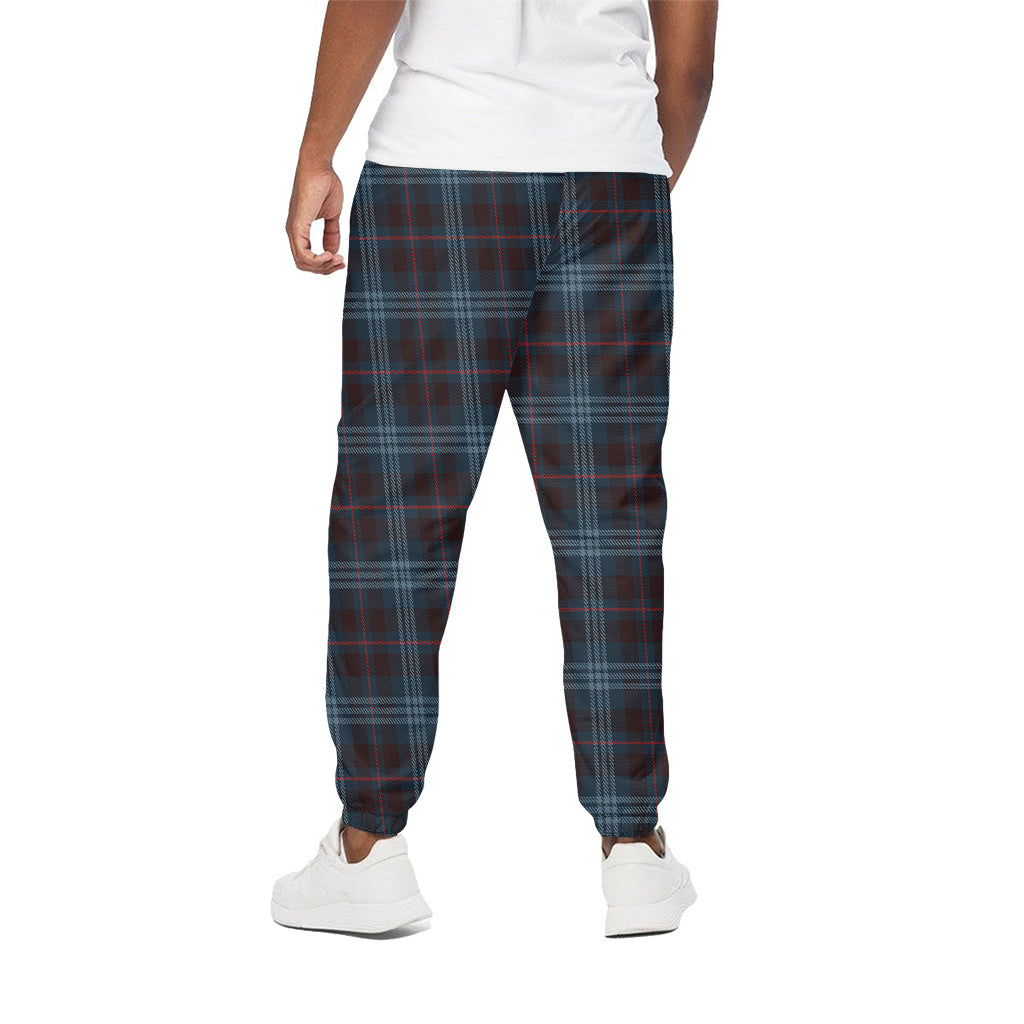 Dark Blue Tartan Pattern Print Cotton Pants