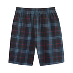 Dark Blue Tartan Pattern Print Cotton Shorts