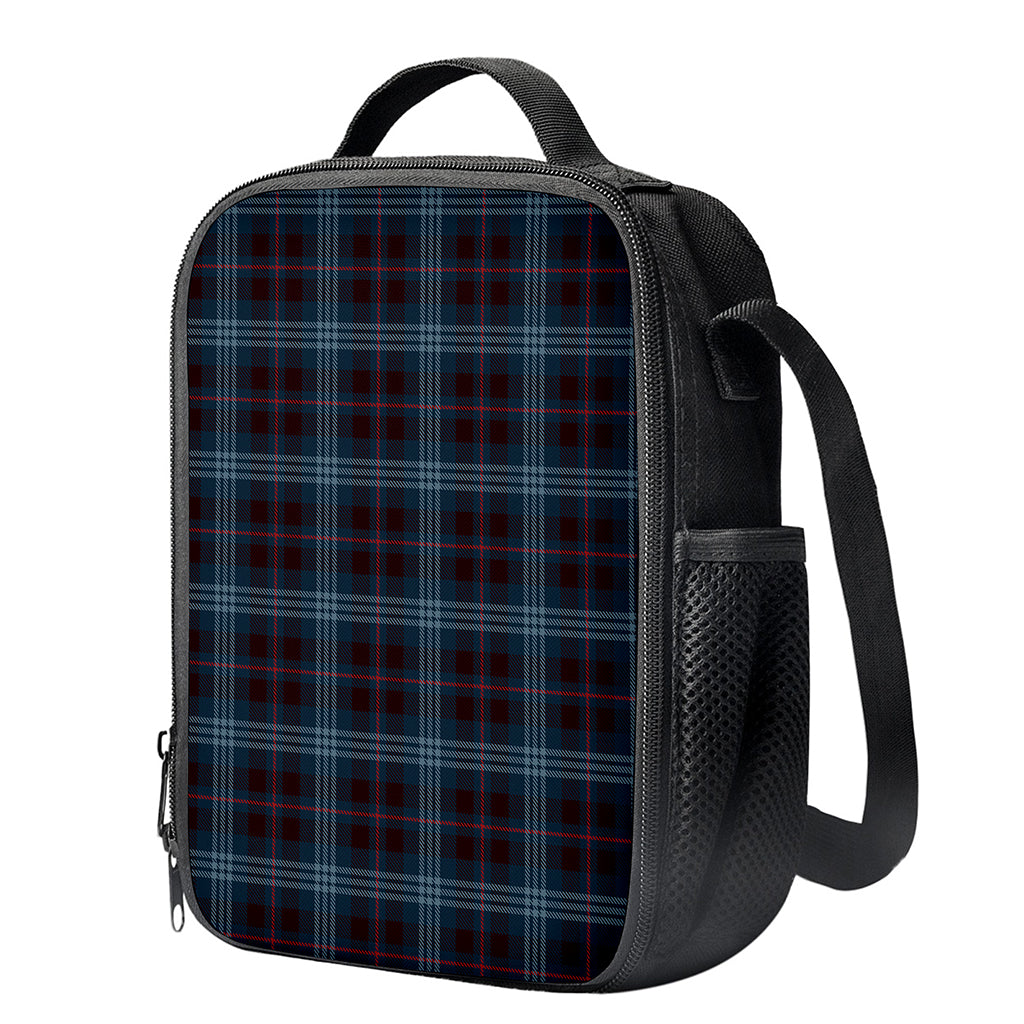 Dark Blue Tartan Pattern Print Crossbody Lunch Bag
