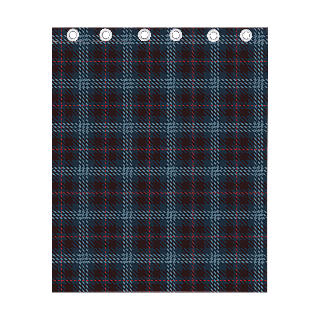 Dark Blue Tartan Pattern Print Curtain