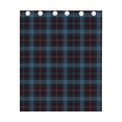 Dark Blue Tartan Pattern Print Curtain