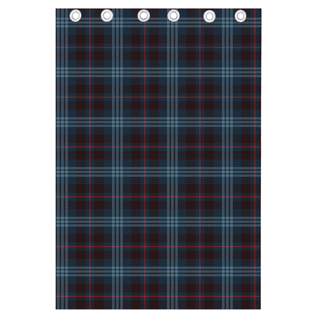 Dark Blue Tartan Pattern Print Curtain