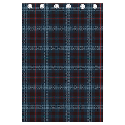 Dark Blue Tartan Pattern Print Curtain