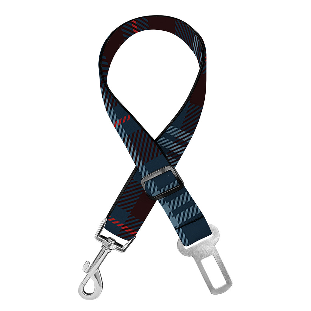 Dark Blue Tartan Pattern Print Dog Seat Belt