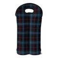 Dark Blue Tartan Pattern Print Double Neoprene Wine Tote