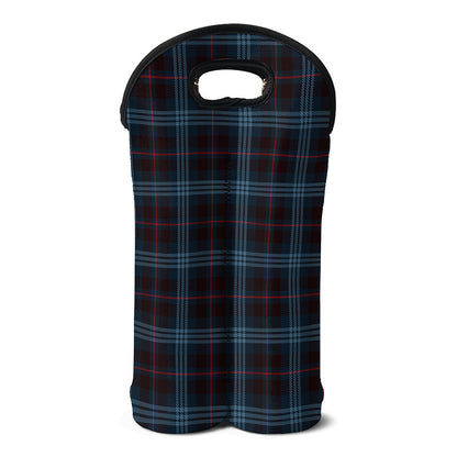 Dark Blue Tartan Pattern Print Double Neoprene Wine Tote