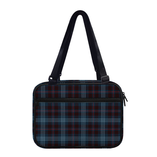 Dark Blue Tartan Pattern Print Double Strap Bible Bag