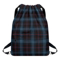 Dark Blue Tartan Pattern Print Drawstring Backpack