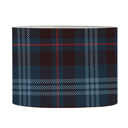 Dark Blue Tartan Pattern Print Drum Lamp Shade