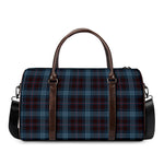 Dark Blue Tartan Pattern Print Duffle Bag