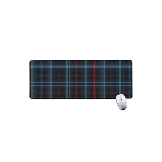 Dark Blue Tartan Pattern Print Extended Mouse Pad