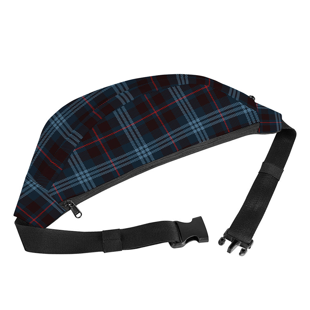 Dark Blue Tartan Pattern Print Fanny Pack