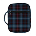 Dark Blue Tartan Pattern Print Front Pocket Bible Bag