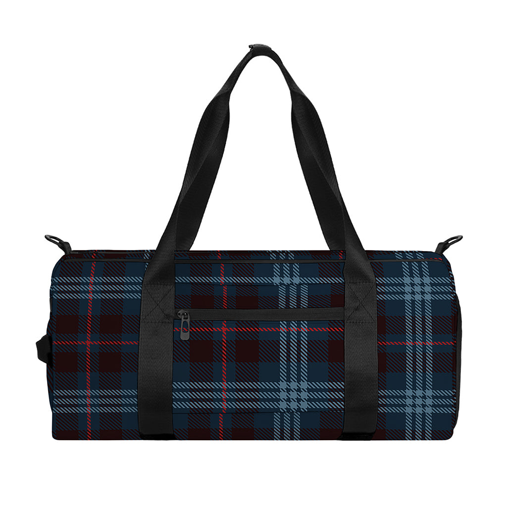 Dark Blue Tartan Pattern Print Gym Bag