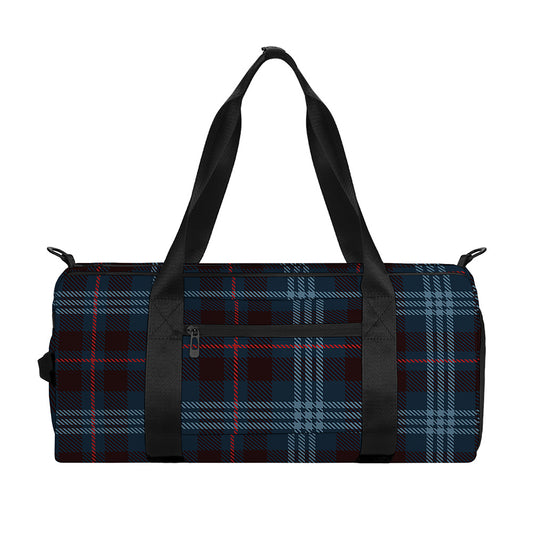 Dark Blue Tartan Pattern Print Gym Bag
