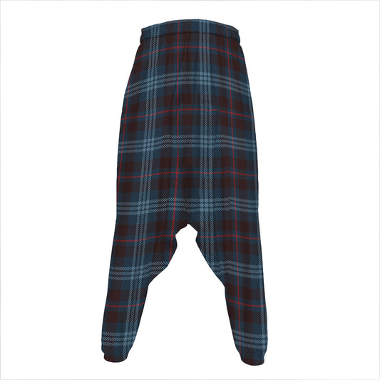 Dark Blue Tartan Pattern Print Hammer Pants