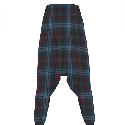 Dark Blue Tartan Pattern Print Hammer Pants