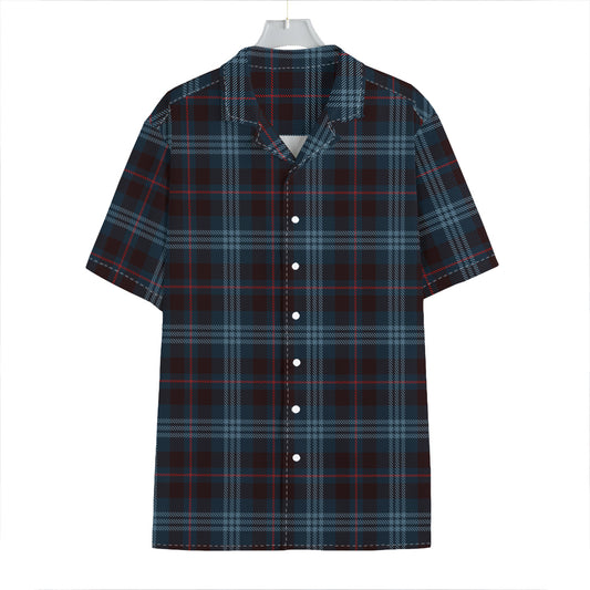 Dark Blue Tartan Pattern Print Hawaiian Shirt