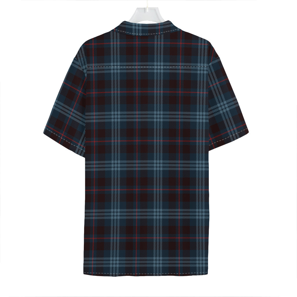 Dark Blue Tartan Pattern Print Hawaiian Shirt