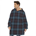 Dark Blue Tartan Pattern Print Hoodie Blanket