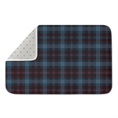 Dark Blue Tartan Pattern Print Indoor Door Mat