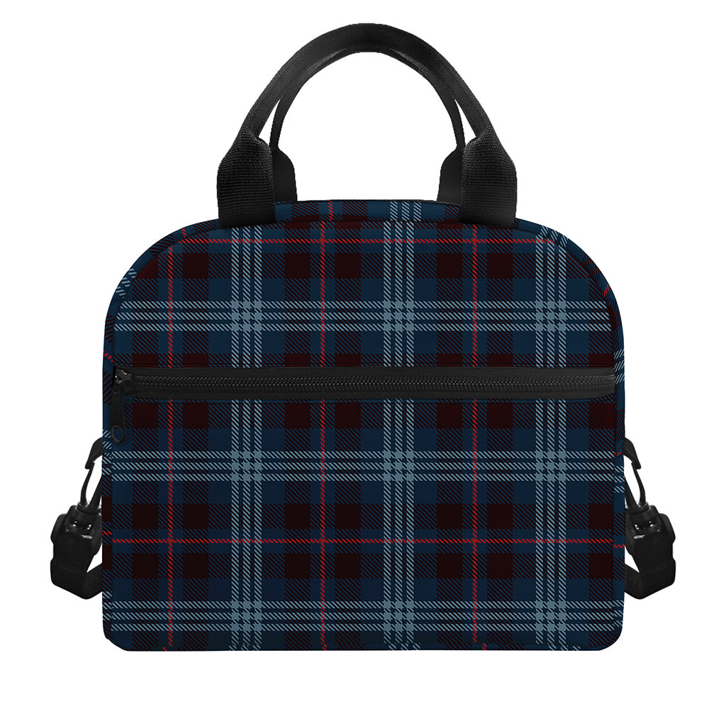 Dark Blue Tartan Pattern Print Insulated Lunch Bag