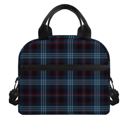 Dark Blue Tartan Pattern Print Insulated Lunch Bag