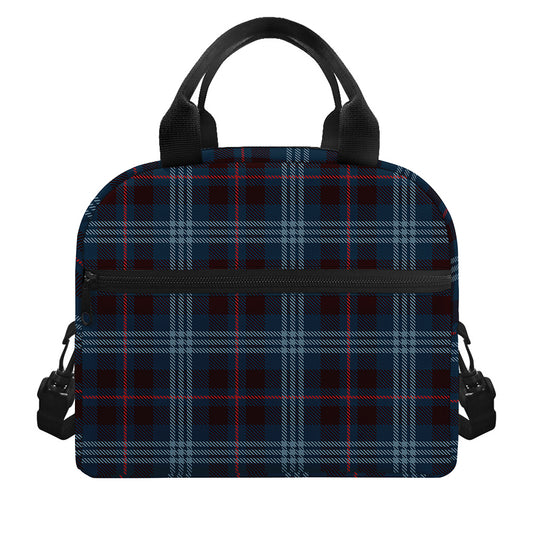 Dark Blue Tartan Pattern Print Insulated Lunch Bag