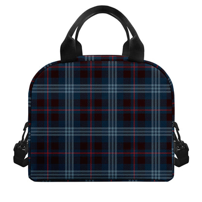 Dark Blue Tartan Pattern Print Insulated Lunch Bag