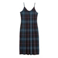 Dark Blue Tartan Pattern Print Jersey Midi Cami Dress