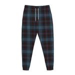 Dark Blue Tartan Pattern Print Jogger Pants