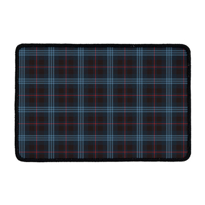 Dark Blue Tartan Pattern Print Kitchen Mat