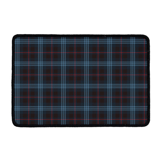 Dark Blue Tartan Pattern Print Kitchen Mat