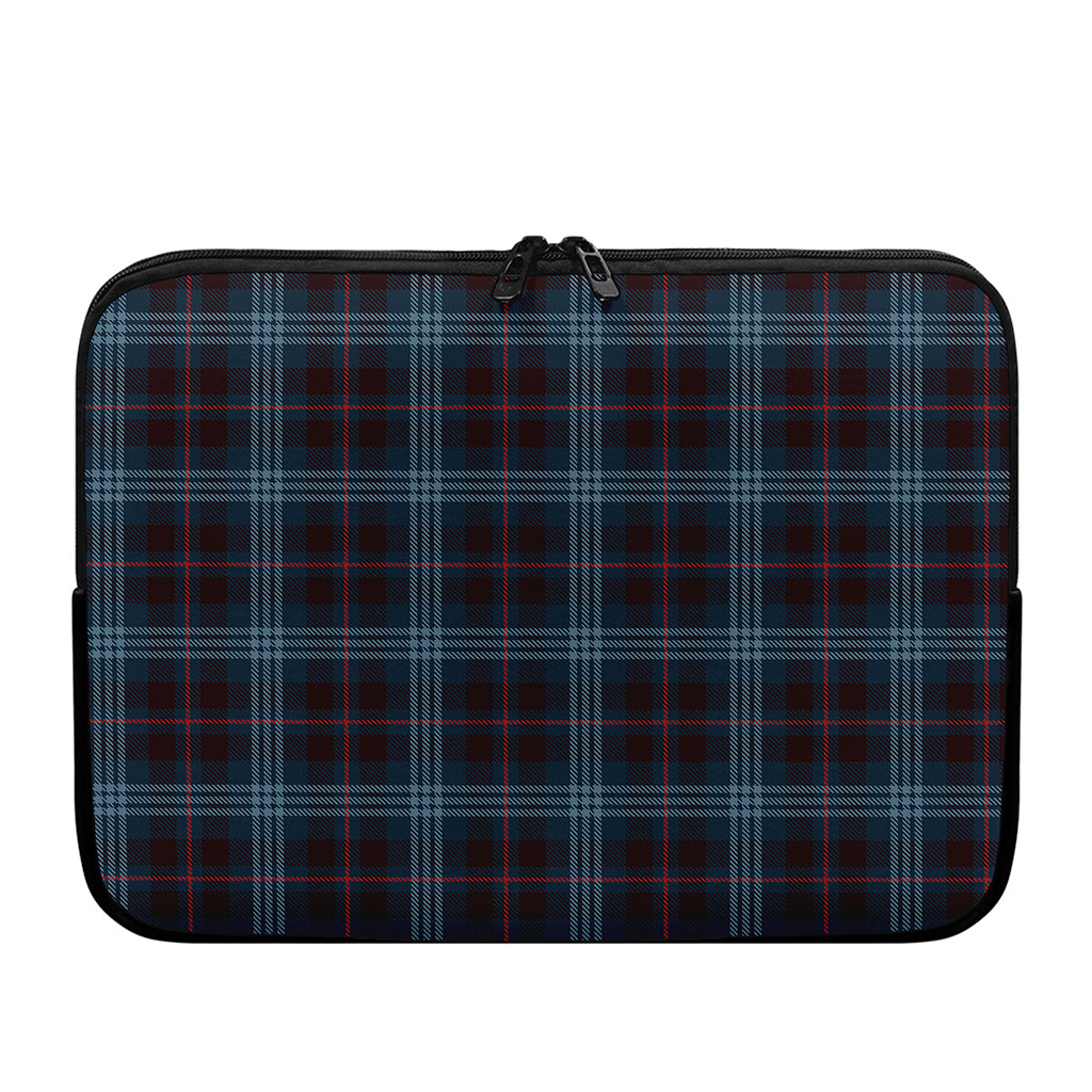 Dark Blue Tartan Pattern Print Laptop Sleeve