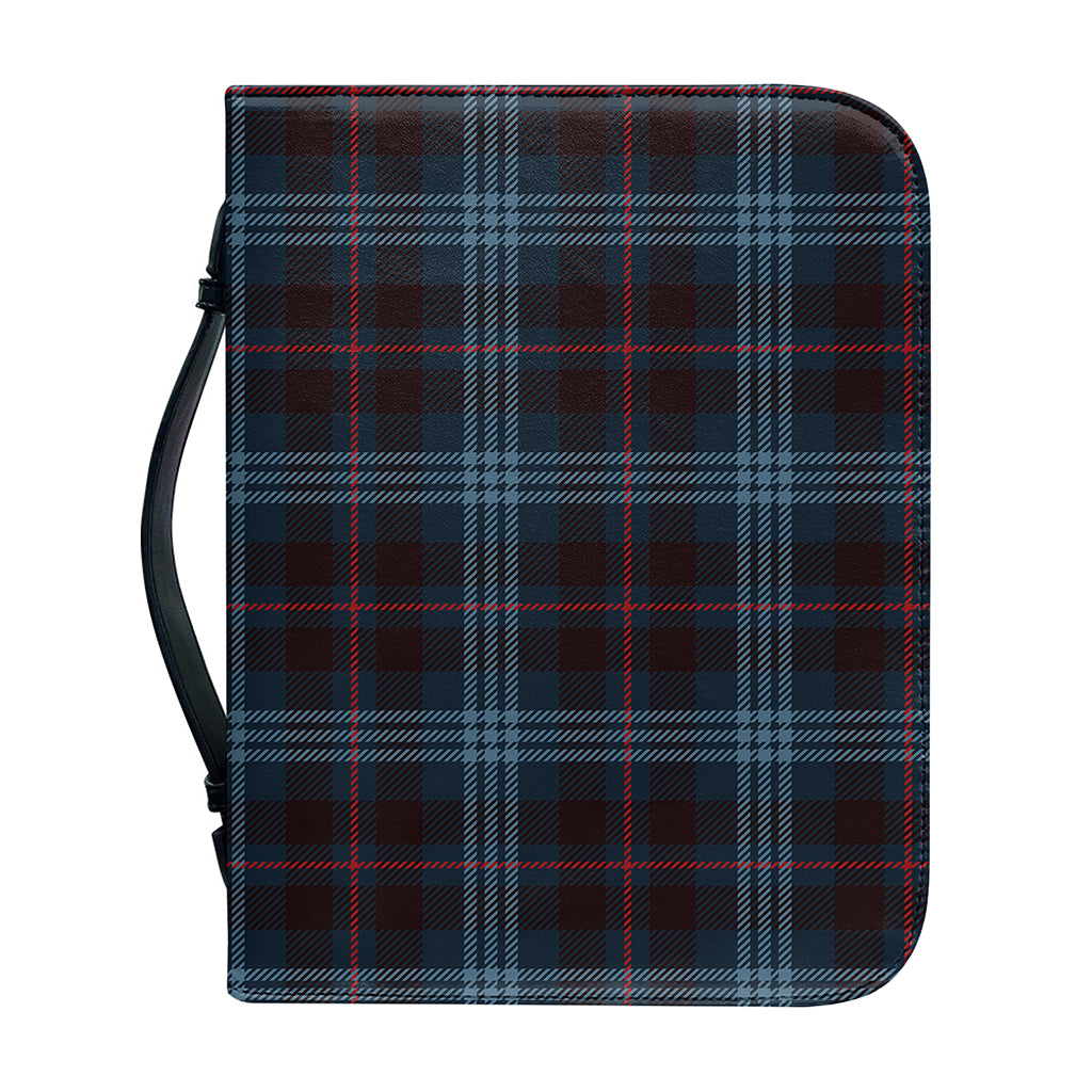 Dark Blue Tartan Pattern Print Leather Bible Cover