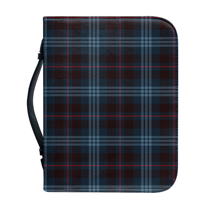 Dark Blue Tartan Pattern Print Leather Bible Cover