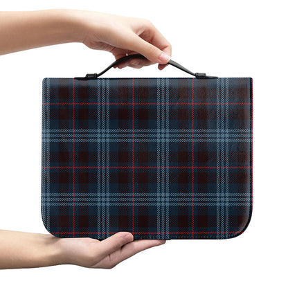 Dark Blue Tartan Pattern Print Leather Bible Cover