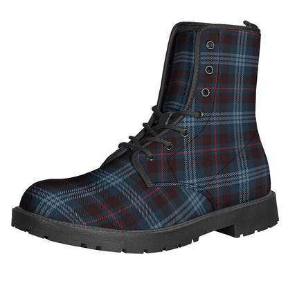 Dark Blue Tartan Pattern Print Backpack