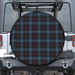 Dark Blue Tartan Pattern Print Leather Spare Tire Cover