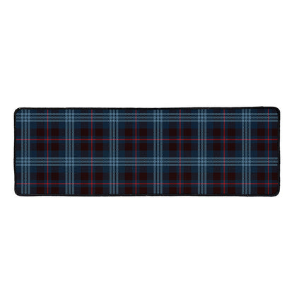 Dark Blue Tartan Pattern Print Long Kitchen Mat