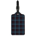 Dark Blue Tartan Pattern Print Luggage Tag