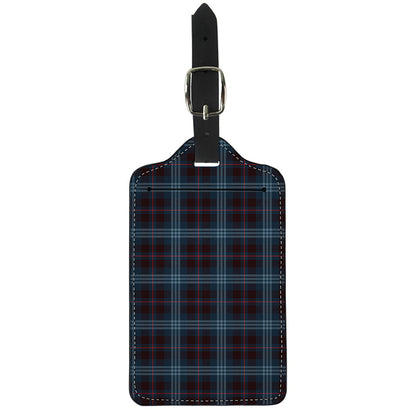 Dark Blue Tartan Pattern Print Luggage Tag