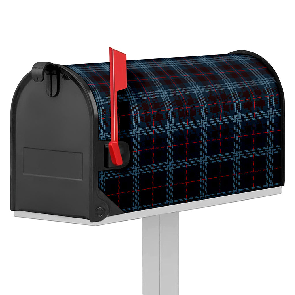 Dark Blue Tartan Pattern Print Mailbox Cover