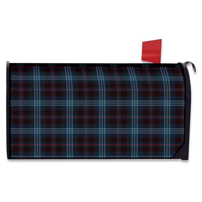 Dark Blue Tartan Pattern Print Mailbox Cover