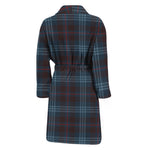 Dark Blue Tartan Pattern Print Men's Bathrobe