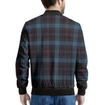 Dark Blue Tartan Pattern Print Men's Bomber Jacket